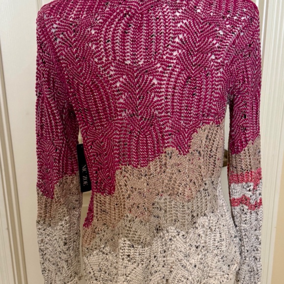 NWT Nic+Zoe Peak Mixed Stitch Sweater, Pink, size MP - Picture 3 of 5